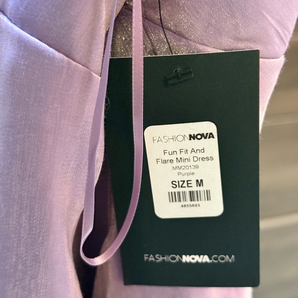 NWT Fashion Nova Shimmering Lavender Fit and Flare Mini Dress - Picture 2 of 11